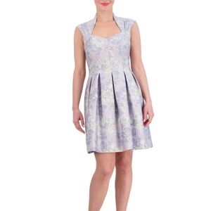 Vince Camuto Women's Floral-Jacquard Sweetheart-Neck Fit & Flare Dress - Lavende